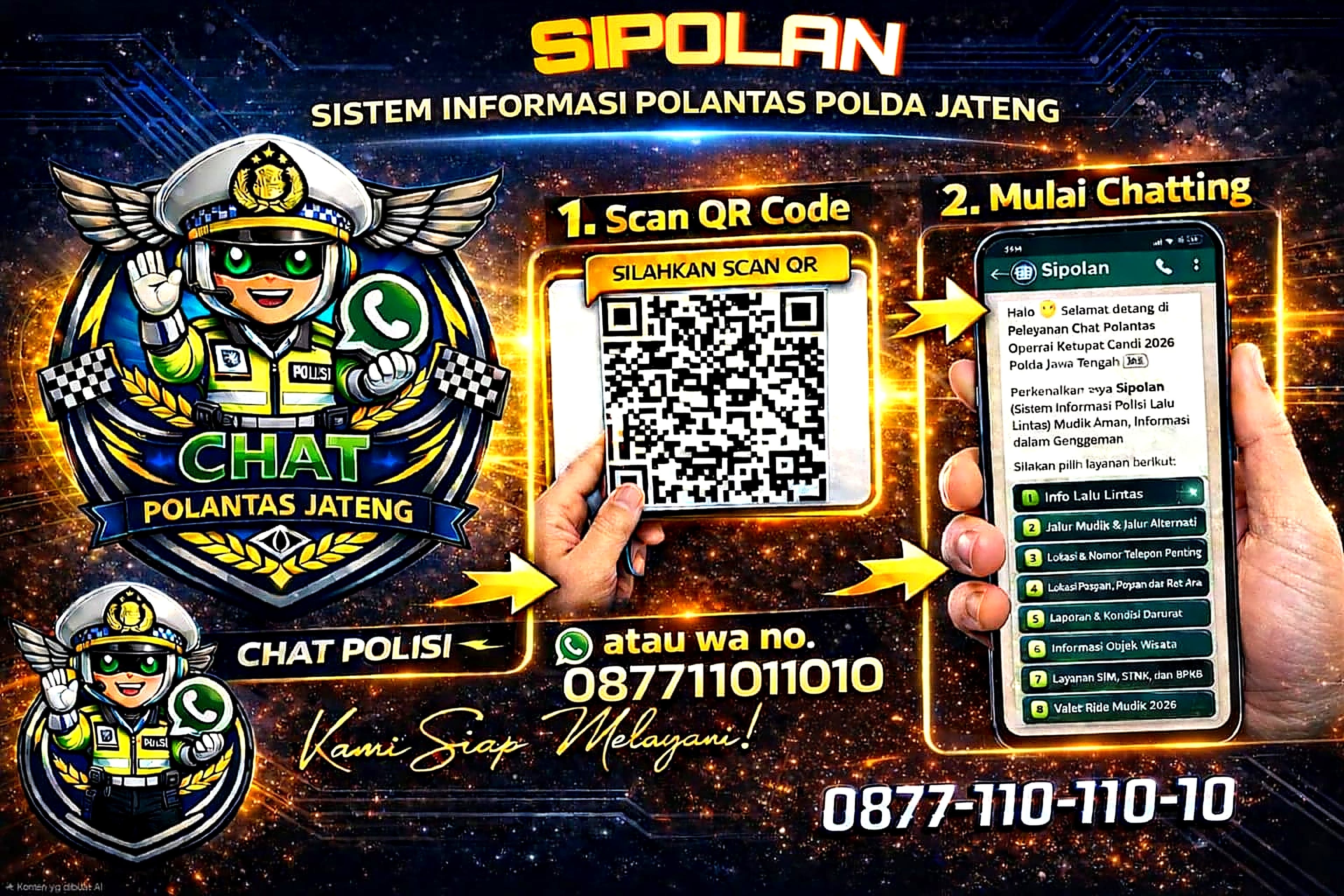 Valet Ride dan Chatbot Si Polan Jadi Inovasi Pelayanan Polda Jateng dalam Operasi Ketupat Candi 2026