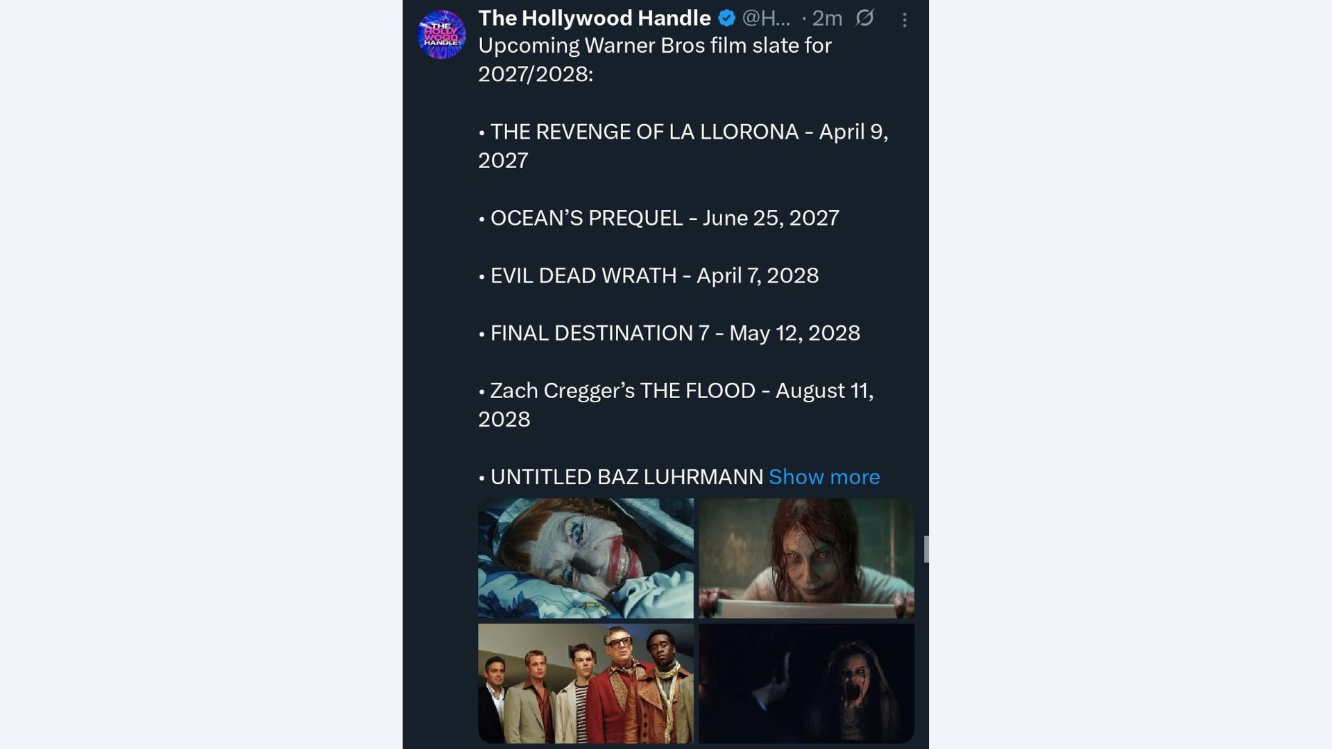 Warner Bros. Rilis Jadwal Film 2027-2028: Ada Prequel Ocean's hingga Final Destination 7