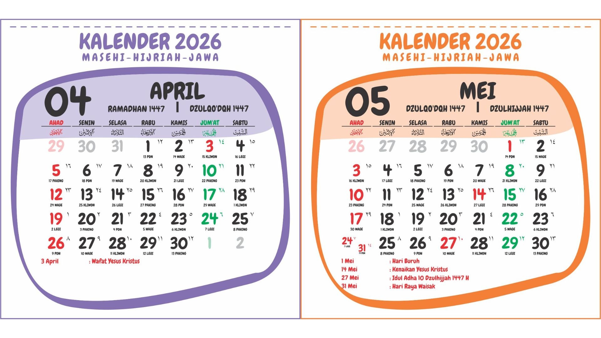 Weton dengan Neptu Paling Besar Ada di Kamis Pahing, Berikut Rincian Kalender Jawa 27-30 April dan 1-3 Mei 2026