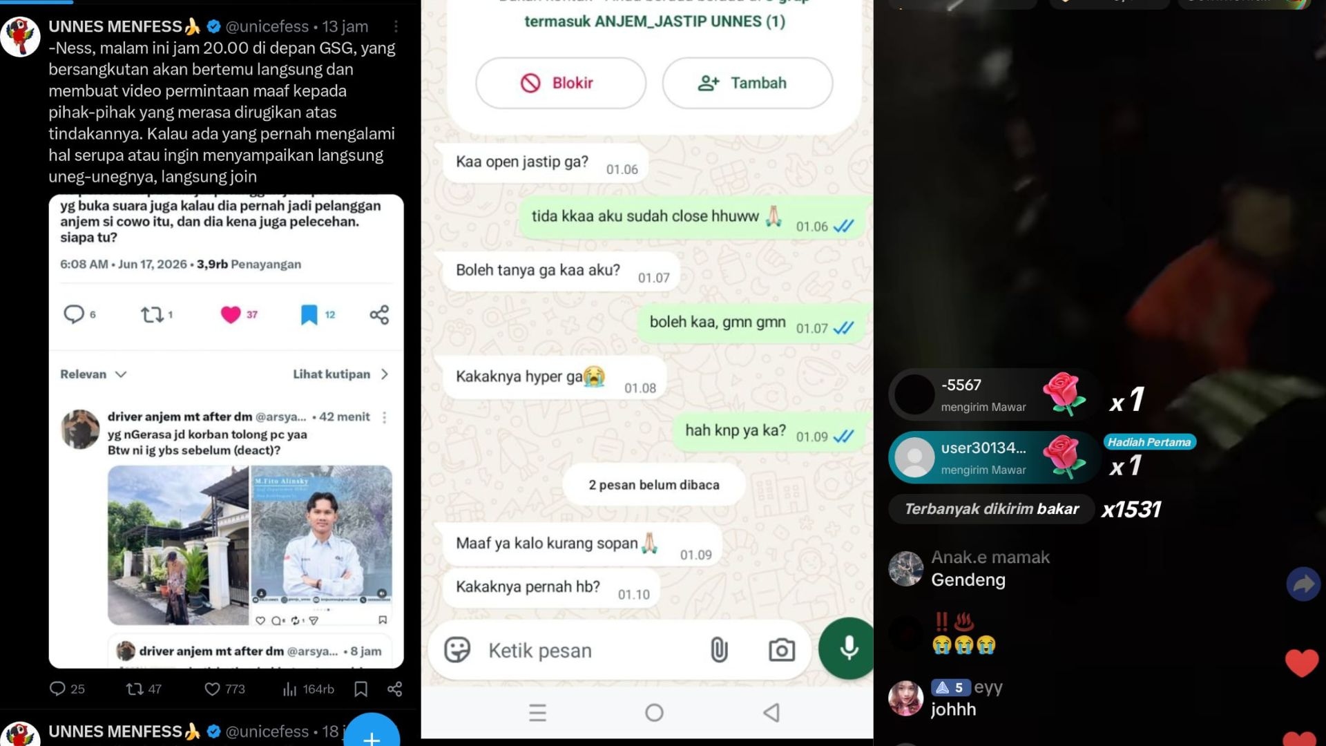 Malam Mencekam di Sekaran! Dugaan Chat Mesum Driver Ojol Picu Amuk Massa di Kawasan UNNES