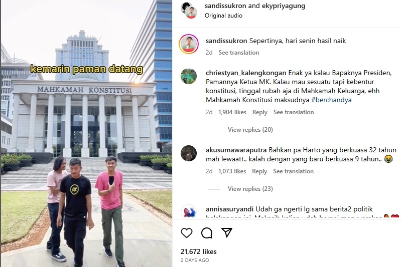 Viral Lirik Lagu Paman Datang dari MK, Usai Ubah Syarat Maju Cawapres, Singgung Gibran Rakabuming Raka?