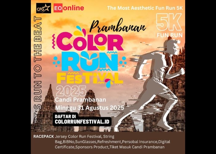 Event Vibes! Yuk Daftar dan Meriahkan Prambanan Color Run Festival 2025: Lari Seru Berwarna di Jantung Budaya Yogyakarta!