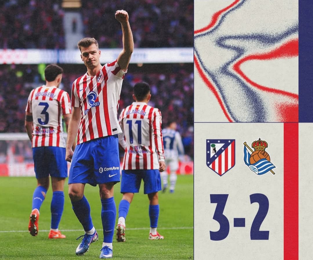 Atletico Madrid Menang Dramatis 3-2 atas Real Sociedad, Nicolas Gonzalez Cetak Dua Gol Penting