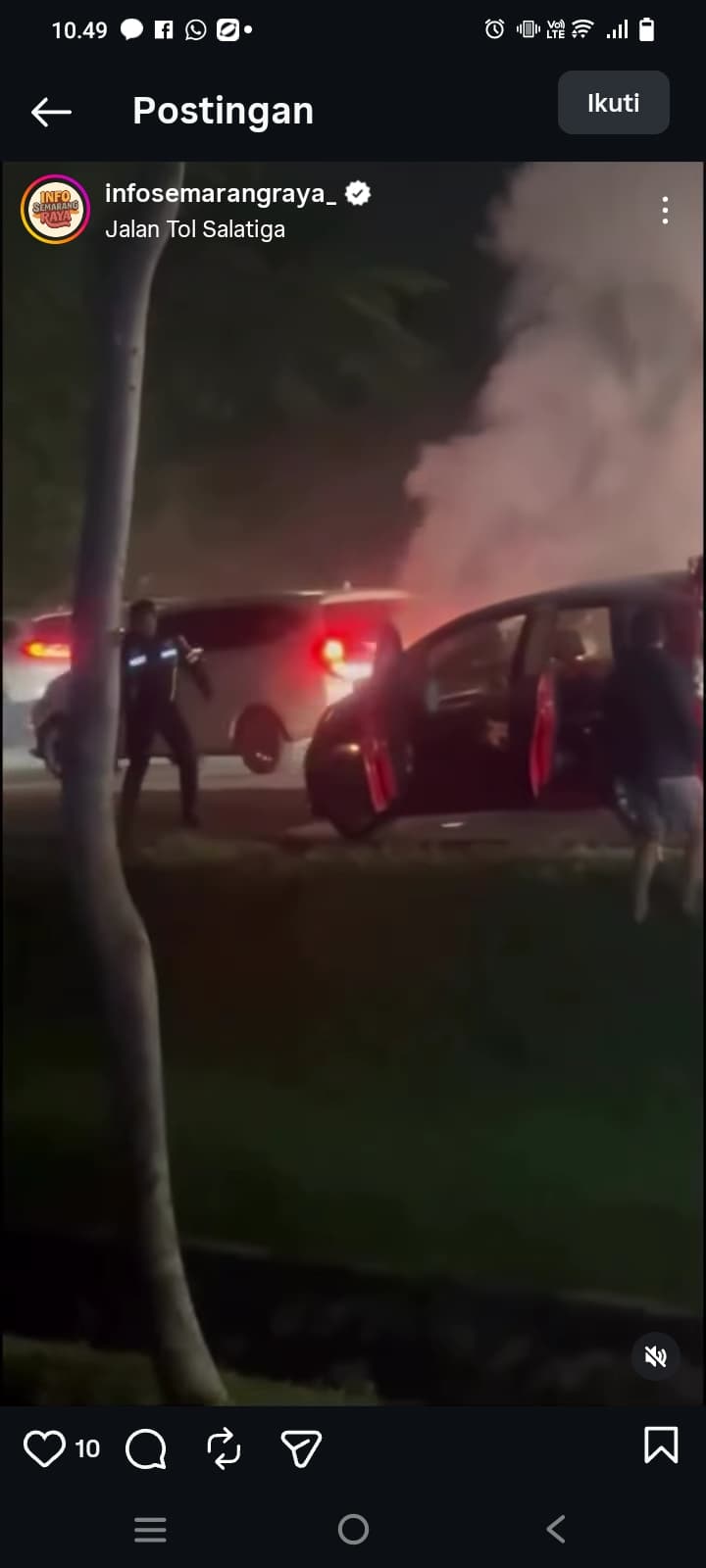 Polisi Padamkan Mobil Terbakar di Tol KM 459B Semarang, Arus Mudik Tetap Aman