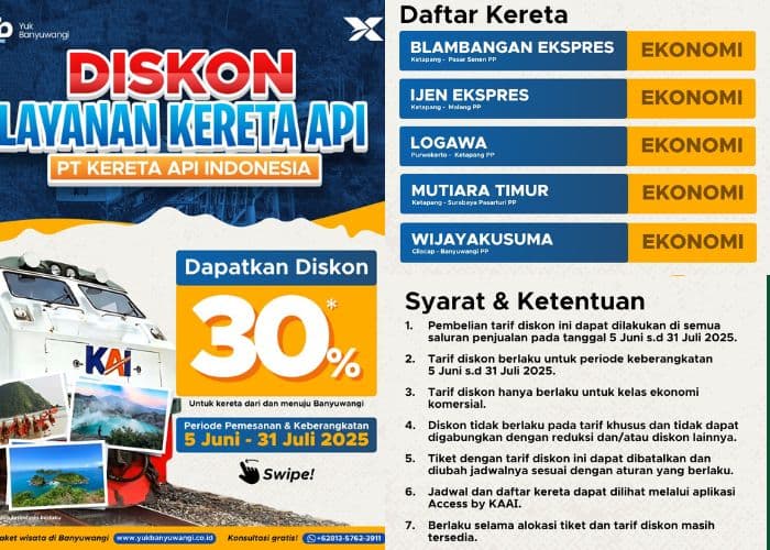 BREAKING NEWS! Diskon Tiket Kereta Hingga 30 Persen ke Banyuwangi, Jangan Sampai Nyesel Kalau Gak Kebagian!