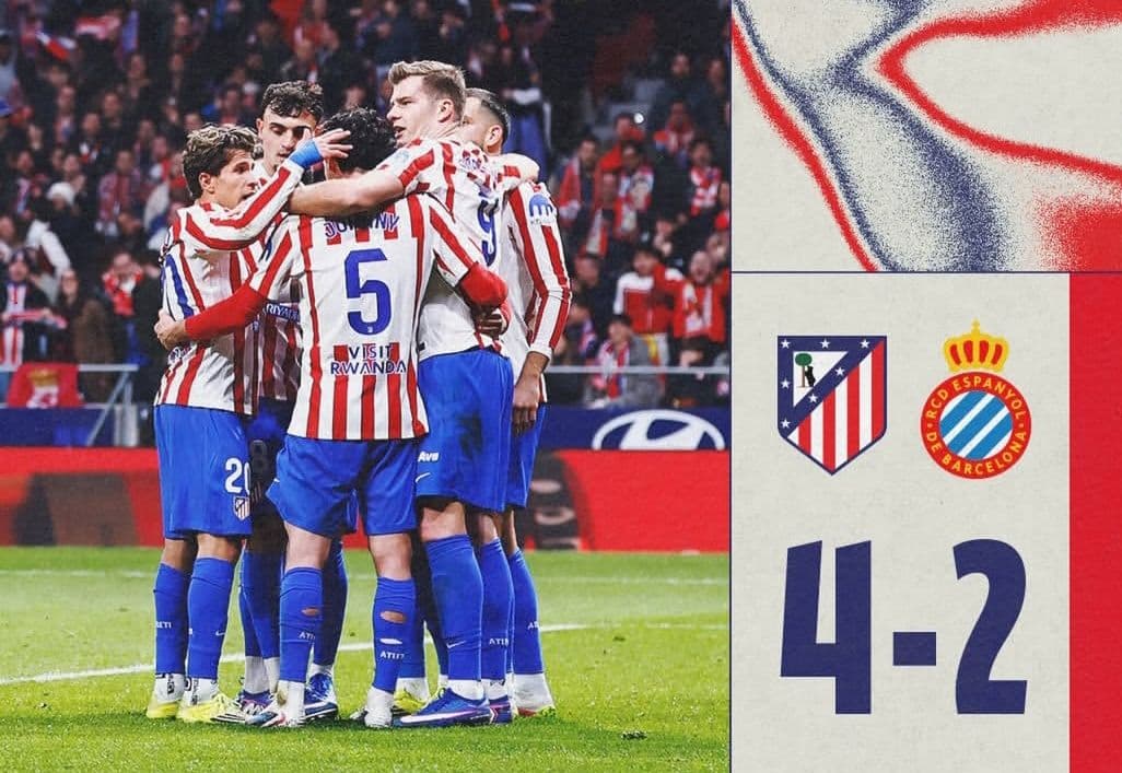 Hasil Liga Spanyol 2025-2026 Pekan 25: Atletico Madrid Bungkam Espanyol 4-2 di Kandang