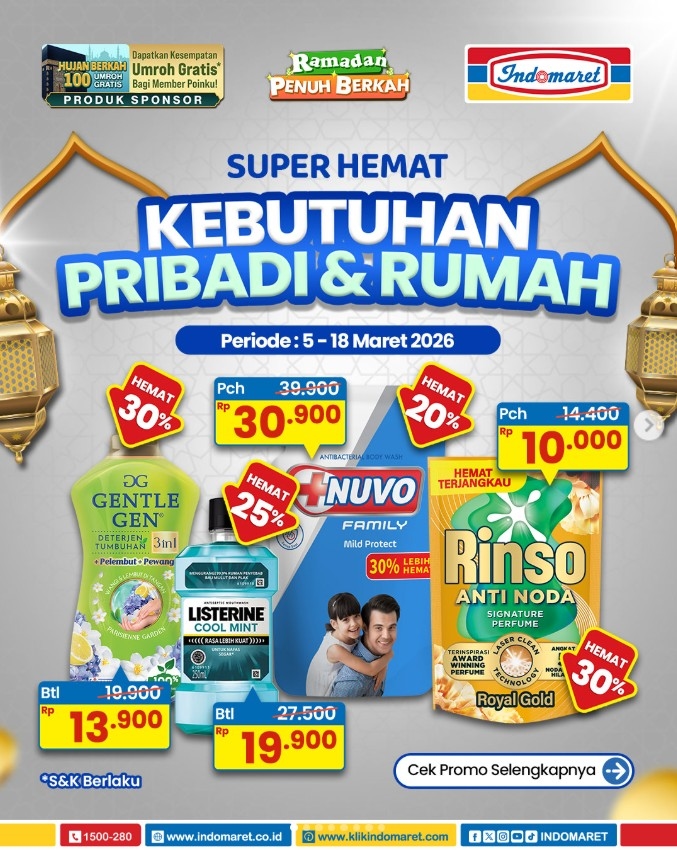 Promo Indomaret Hari Ini 12 Maret 2026: Tebus Murah Rinso Rp15 Ribu, Belanja Rp50 Ribu Saja