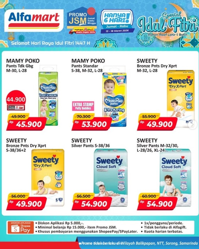 Promo JSM Alfamart 13-18 Maret 2026: Minyak Goreng Rp29.900 dan Diskon Besar Popok Bayi