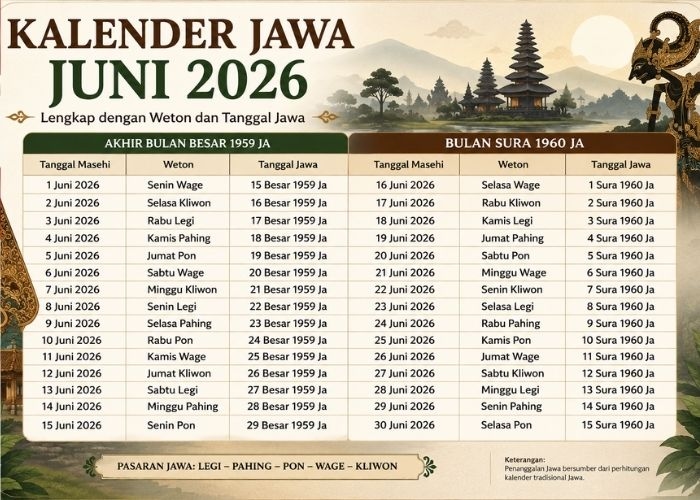 Hari Ini Malam Jumat Apa? Apakah Kamis 11 Juni 2026 Termasuk Malam Jumat Kliwon? Cek Lengkap Weton Juni 2026 dan Fakta Menariknya