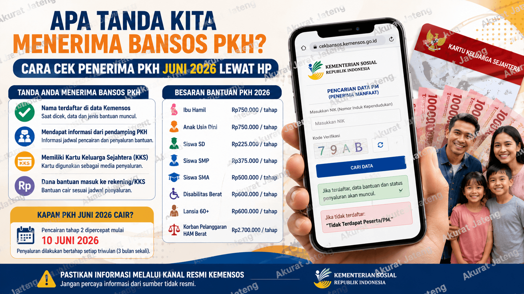 Apa Tanda Kita Menerima Bansos PKH? Begini Cara Cek Penerima PKH Juni 2026 Lewat HP