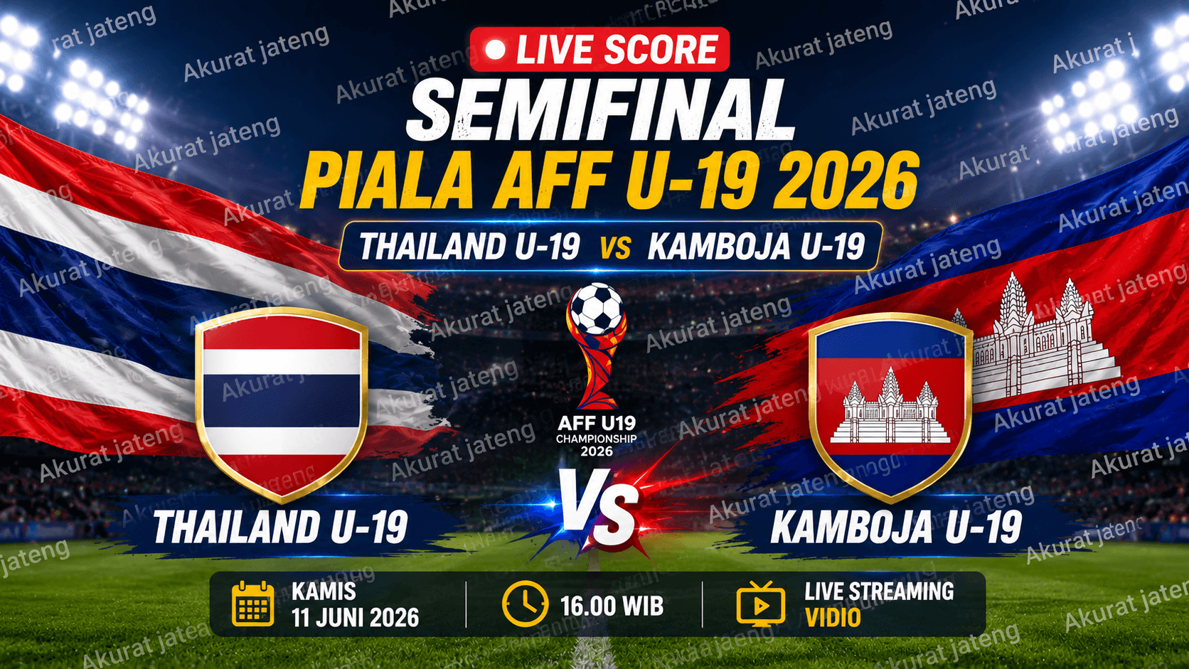 Live Score Thailand U19 vs Kamboja di Semifinal Piala AFF U19 2026 Sore Ini, Siapa Rebut Tiket Final?