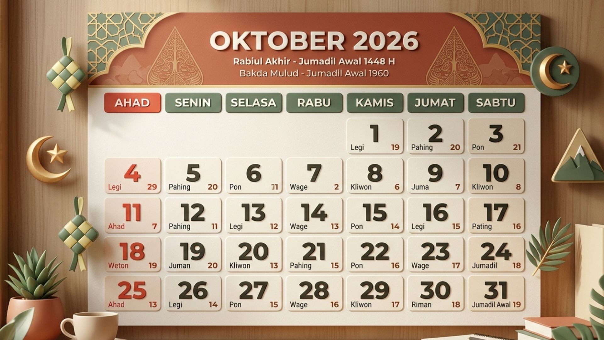 Kalender Jawa Oktober 2026: Daftar Hari Baik untuk Akad Nikah, Pindah Rumah, dan Usaha