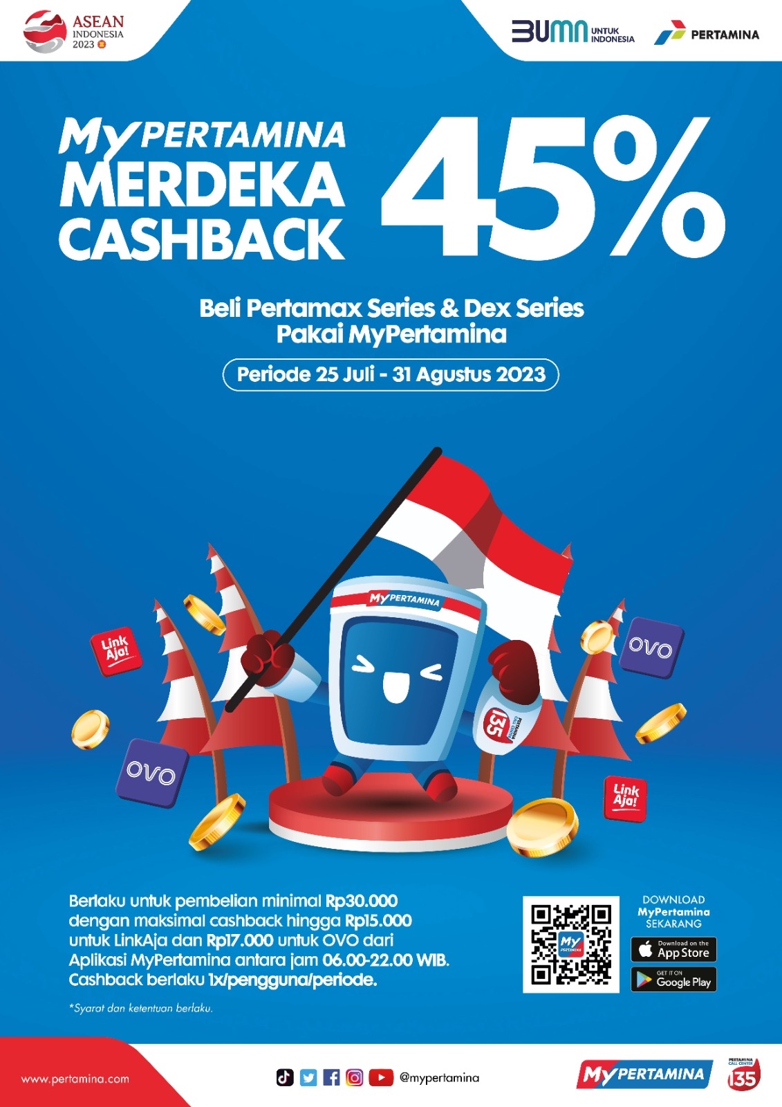 Spesial Kemerdekaan Beli BBM Pakai MyPertamina Dapat Cashback 45%, Minimal Transaksi Rp 17 Ribu Saja