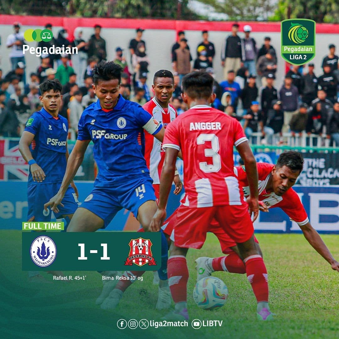 FULL TIME Hasil Akhir Liga 2 Senin 11 September 2023 Lengkap, PSCS Cilacap vs Deltras - Persikab vs Nusantara
