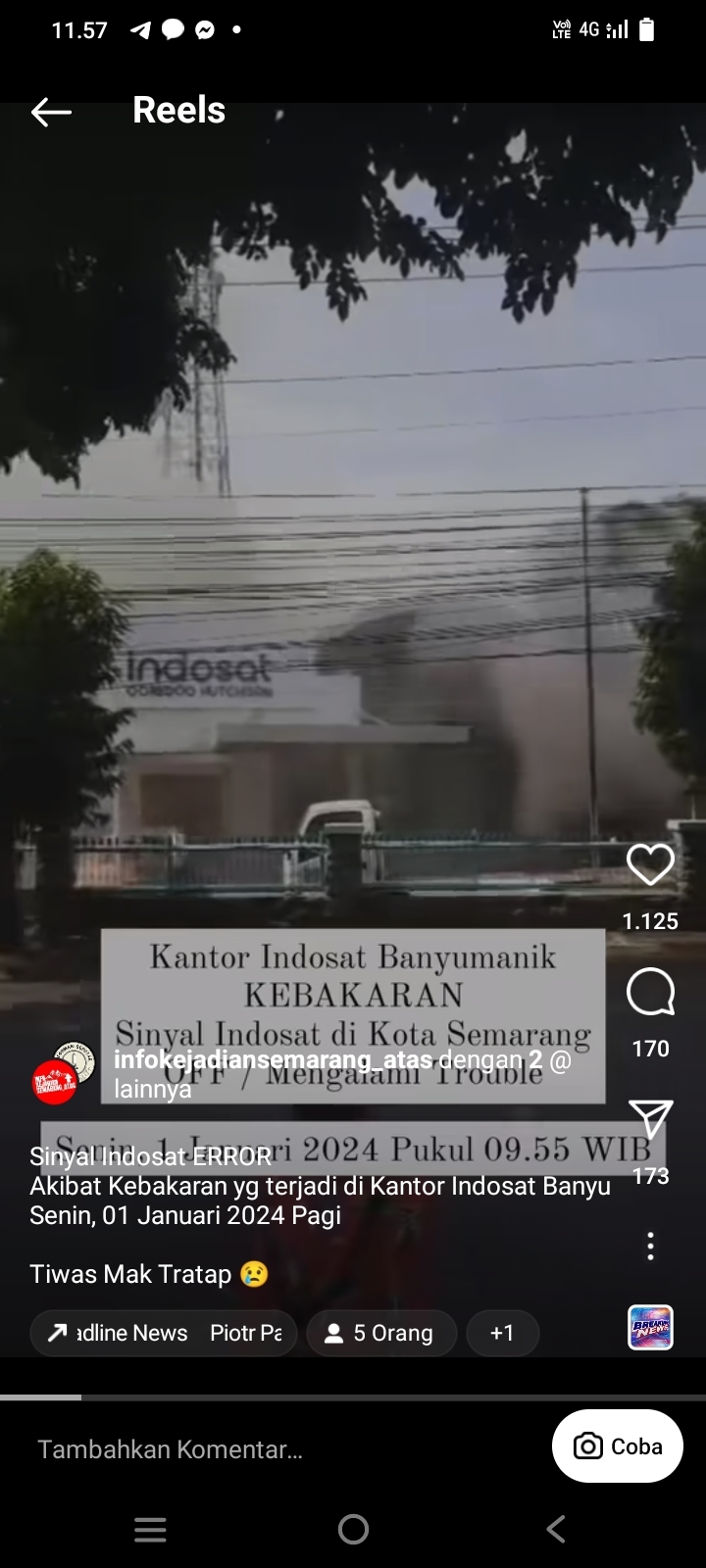 Kantor Indosat Banyumanik Kebakaran, Diduga Jadi Penyebab Hilang Sinyal