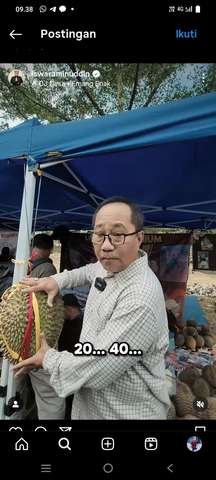 Kisah Iswar Aminudin yang Terkesan Dengan Durian Setinggi 45 Sentimeter dan Berat 10 Kilogram di Festival Durian
