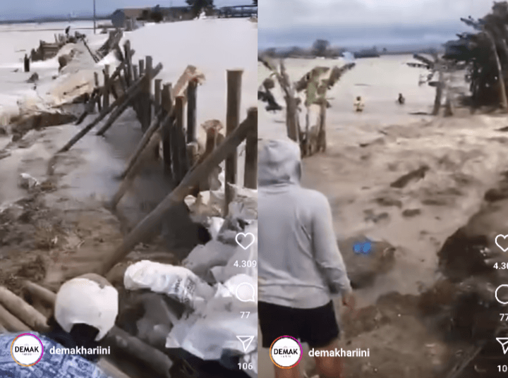 Viral! Kepanikan Warga Saat Tanggul Desa Tugu Ngemplik Demak Kembali Jebol