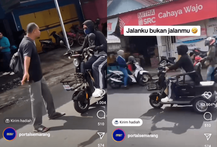 Viral! Emak-Emak Naik Sepeda Listrik Melawan Arah, Netizen: Cobaan Bulan Puasa