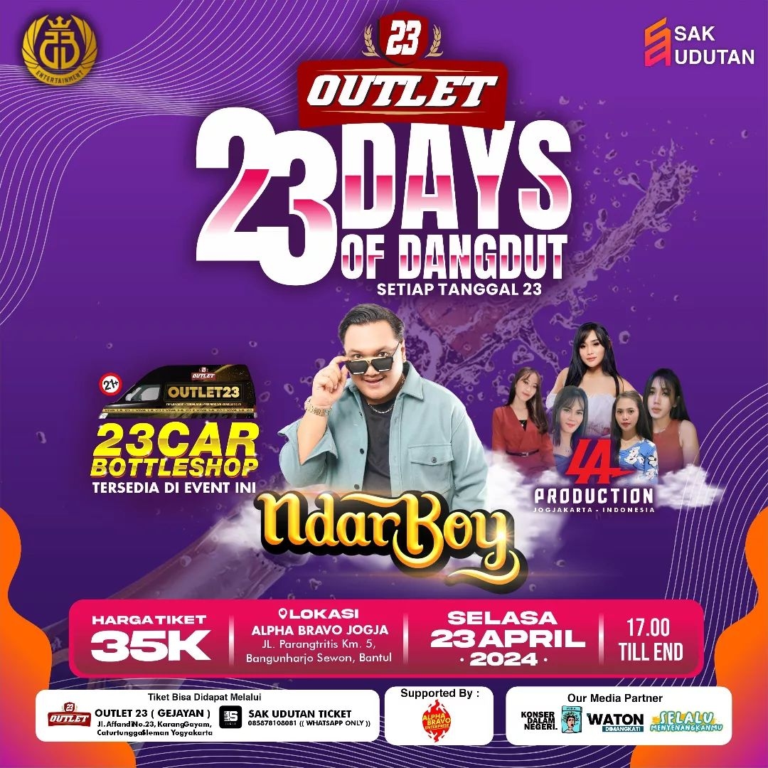 Event Yogyakarta 2024: 23 Days of Dangdut, Rayakan Musik Dangdut dengan Penampilan Keren Ndarboy di Yogyakarta