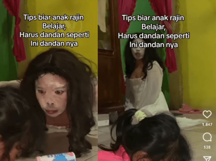 Viral di Sosmed! Seorang Ayah Rela Berdandan Seram Agar Anaknya Mau Belajar