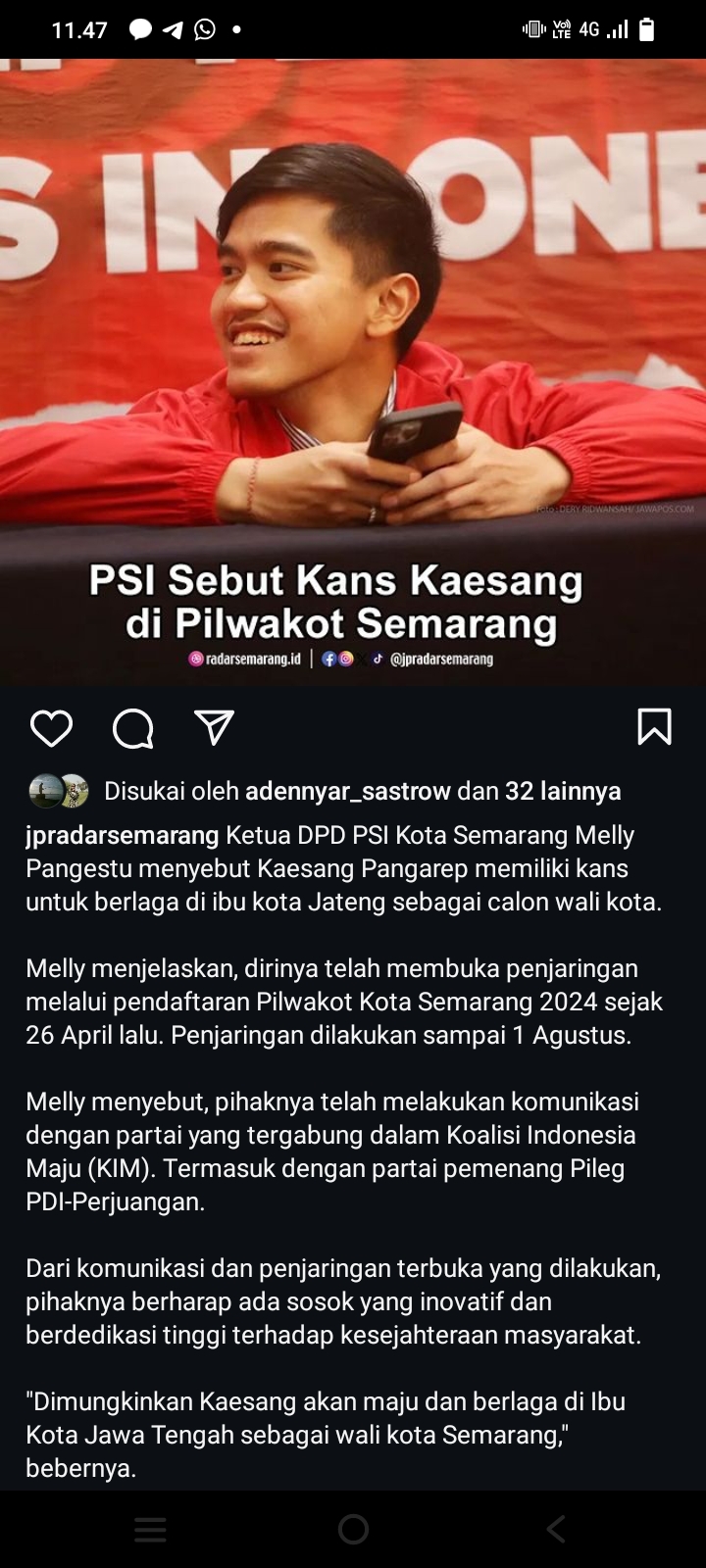 Kaesang Bakal Jadi Calon Walikota Semarang