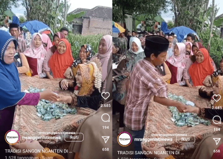 Viral di Sosmed, Tradisi Sangon Manten di Pernikahan Warga Mranggen Demak, Nyumbang Pengantin Tak Pakai Amplop