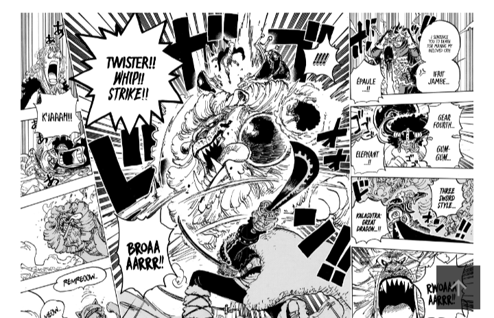 One Piece Chapter 1127: Luffy Sanji Zoro Perlihatkan Lagi Serangan Kombinasi 3 Trio Monster