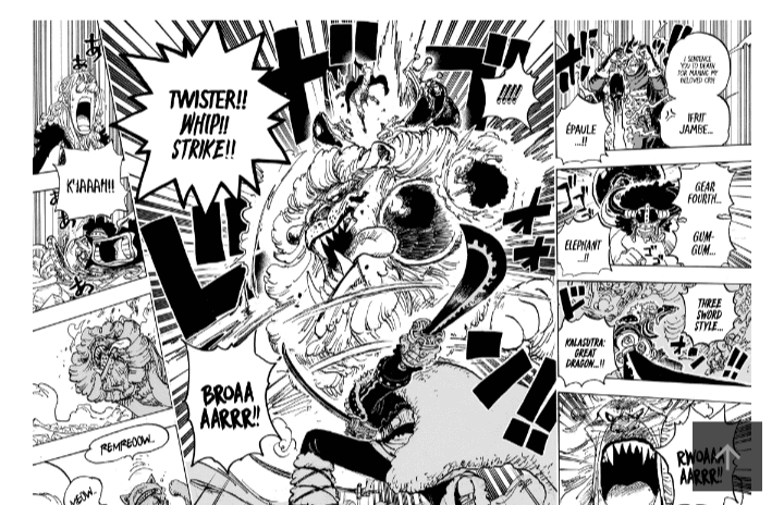 One Piece Chapter 1127: Luffy Sanji Zoro Perlihatkan Lagi Serangan Kombinasi 3 Trio Monster