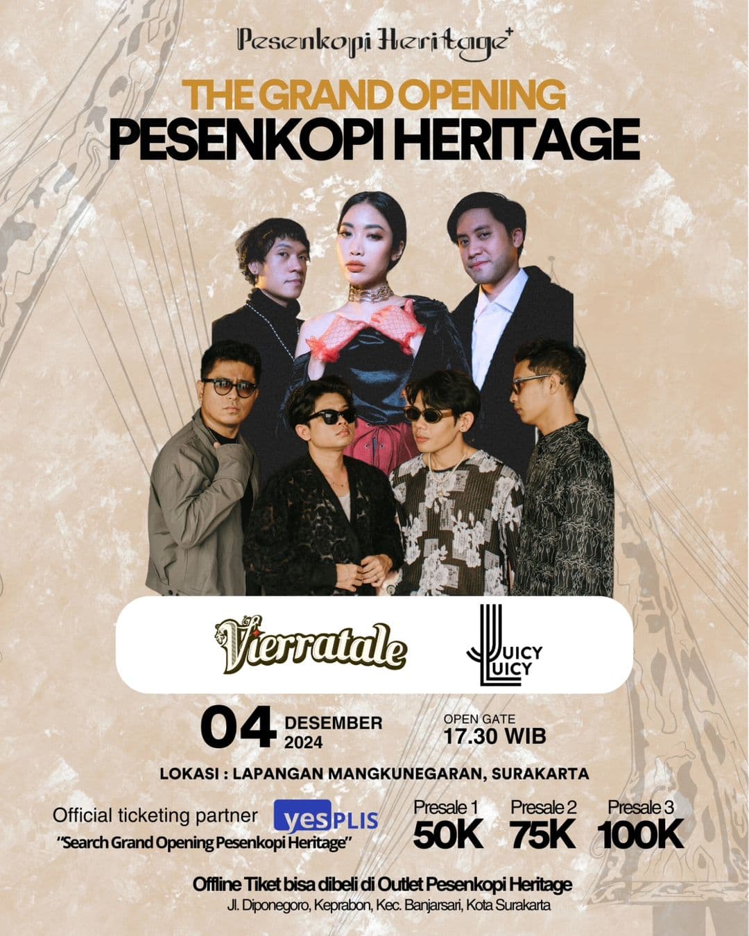 Event Vibes! Siap-Siap Hype Bareng Vierratale dan Juicy Luicy di The Grand Opening Pesenkopi Heritage Solo!
