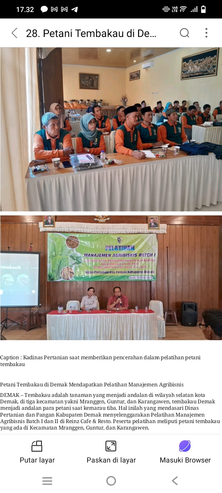 Petani Tembakau di Demak Mendapatkan Pelatihan Manajemen Agribisnis