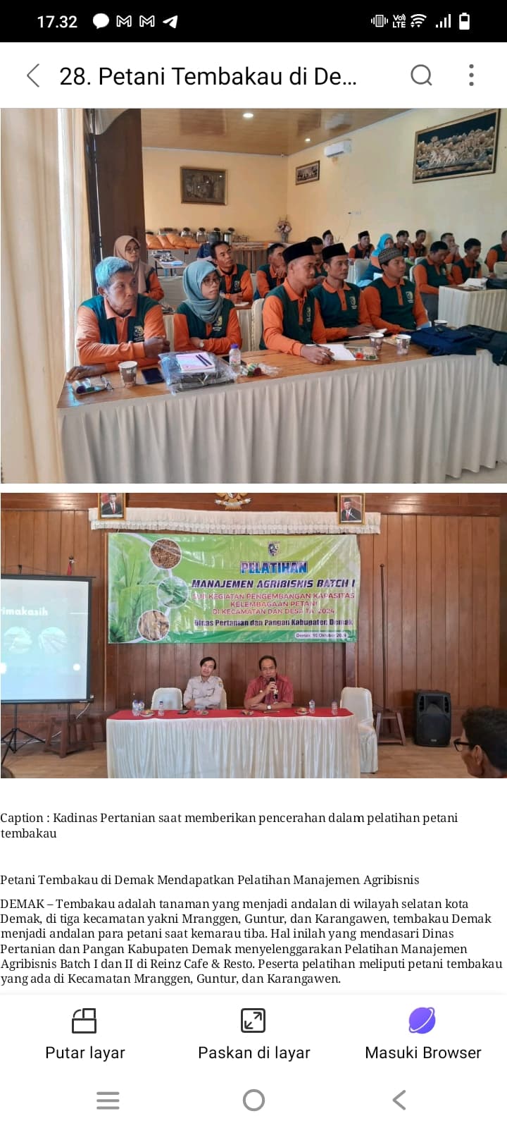 Petani Tembakau di Demak Mendapatkan Pelatihan Manajemen Agribisnis