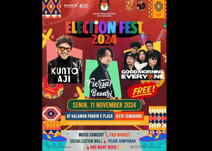 Event Vibes! Semangat Anti Golput! KPU Semarang Gelar Election Fest 2024 dengan Deretan Musisi Ternama dan Edukasi Pilkada