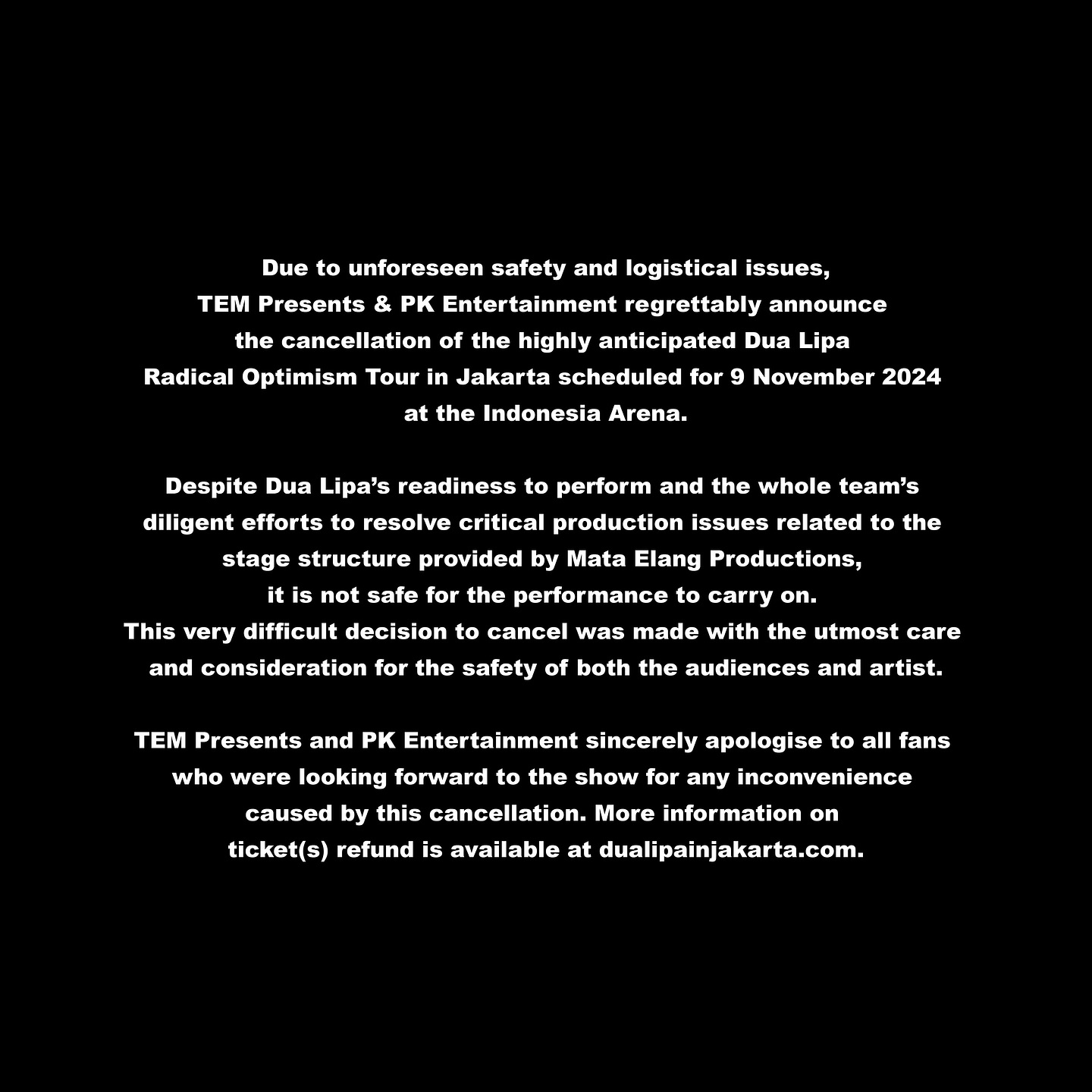 Event Vibes! Batalnya Konser Dua Lipa di Jakarta: Masalah Keamanan Panggung dan Kendala Logistik Jadi Sorotan Utama