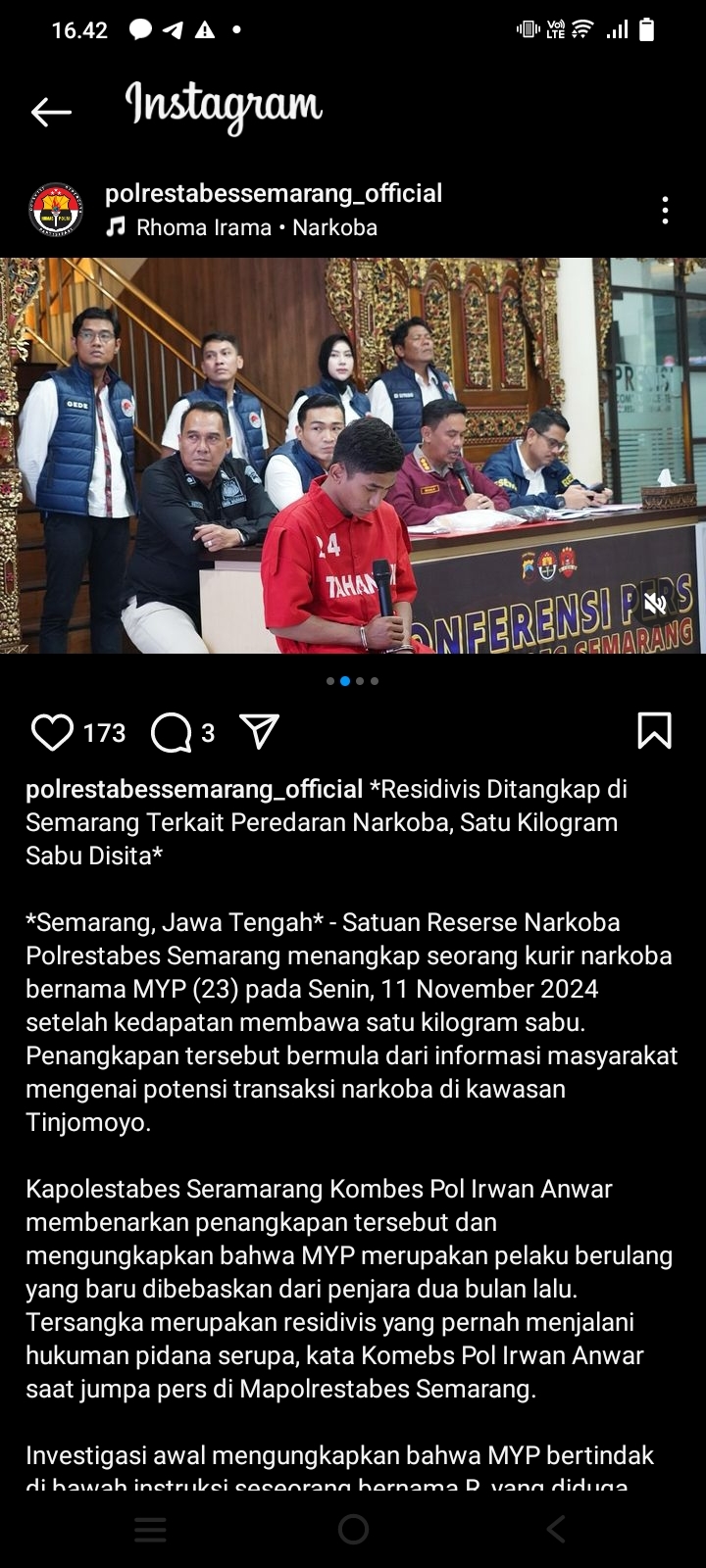 Residivis Ditangkap di Semarang Terkait Peredaran Narkoba, Satu Kilogram Sabu Disita