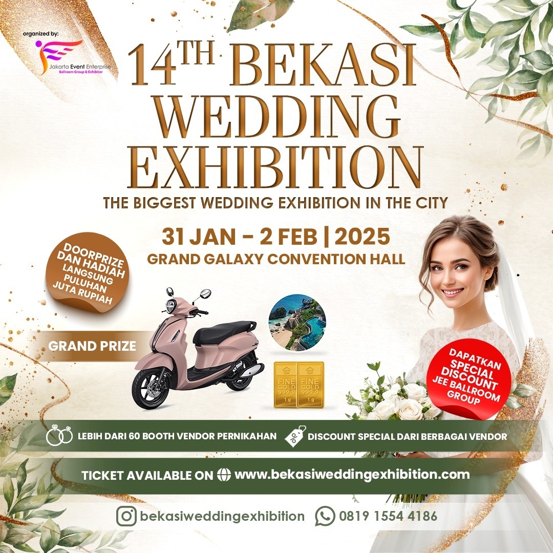 Event Vibes! Pameran Pernikahan Terbesar di Bekasi: Hadirkan 14th Bekasi Wedding Exhibition dengan Promo Spektakuler dan Grand Prize Mewah!