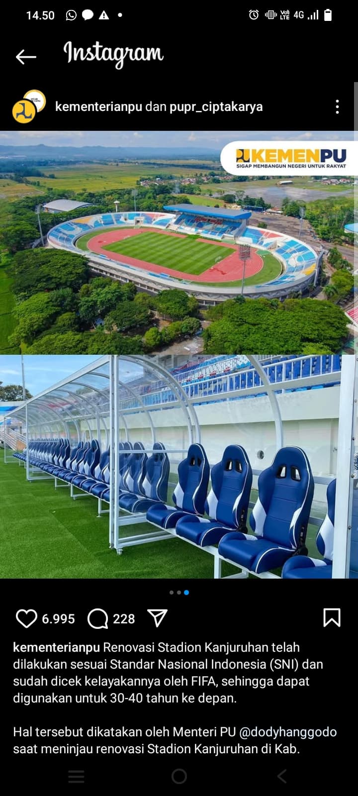 Renovasi Ratusan Miliar, Stadion Kanjuruhan Siap Pakai, Menteri Dody: Nyawa Manusia Tidak Bisa Dinilai Dengan Uang