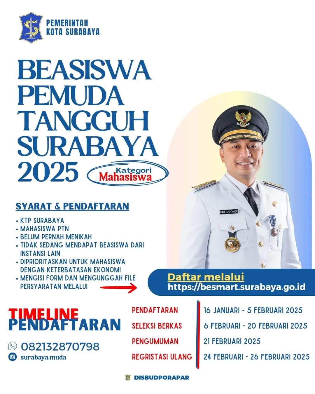 Wahai Kamu yang Berstatus Mahasiswa PTN, Ada Info Beasiswa Pemuda Tangguh dari Pemkot Surabaya! Cek Persyaratan dan Buruan Daftar