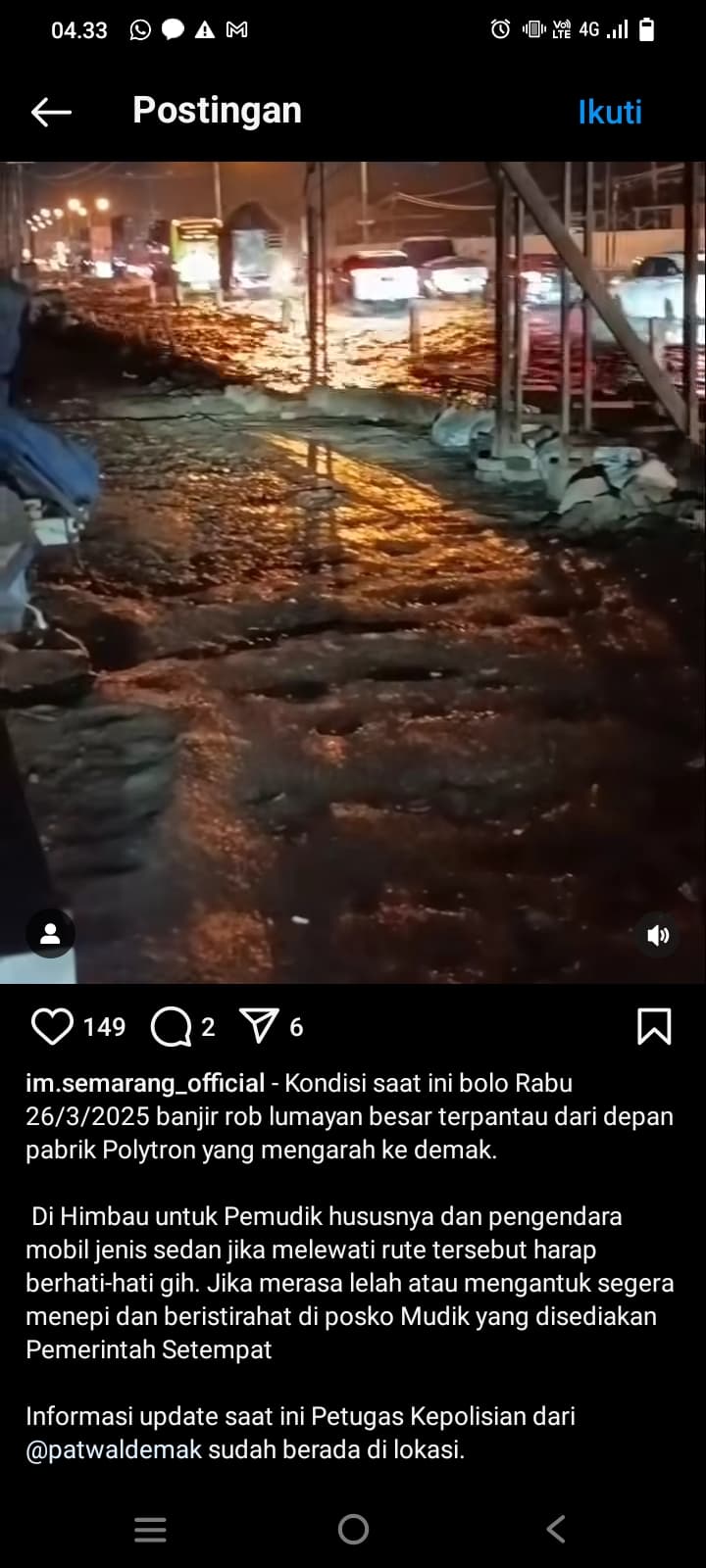 Pemudik Hati-hati Jika Melewati Jalur Pantura Semarang-Demak, Banjir Rob Mengancam