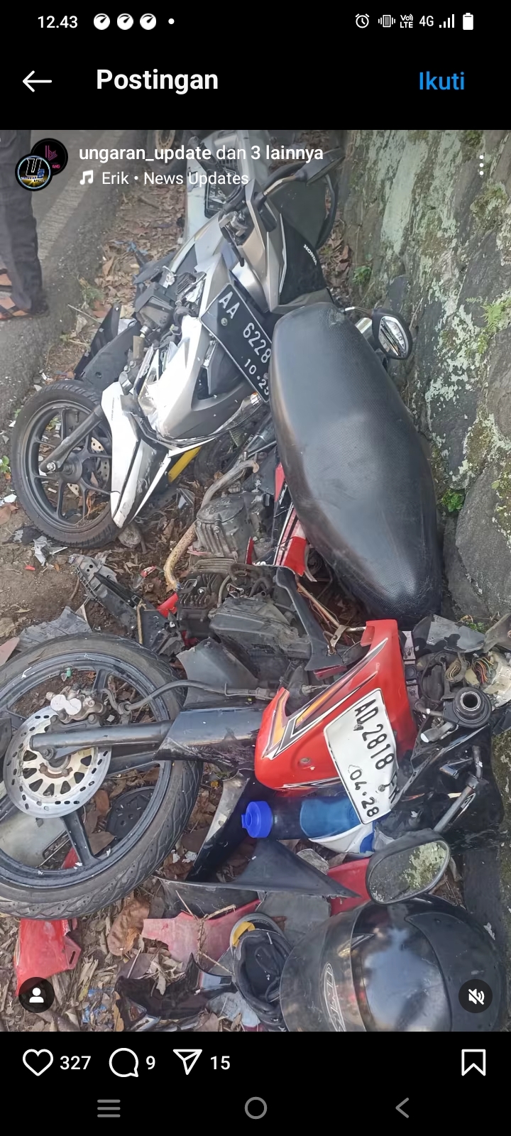 Terjadi Kecelakaan Beruntun di Jalan Ungaran - Gunungpati di Depan Alfamart Sebelum Bakso Gentong