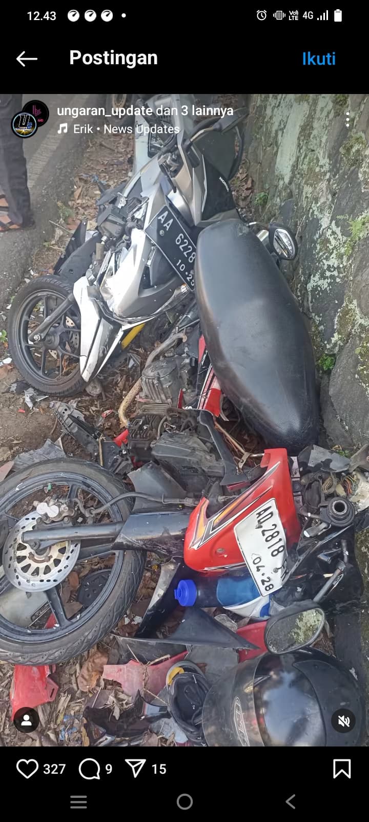 Terjadi Kecelakaan Beruntun di Jalan Ungaran - Gunungpati di Depan Alfamart Sebelum Bakso Gentong