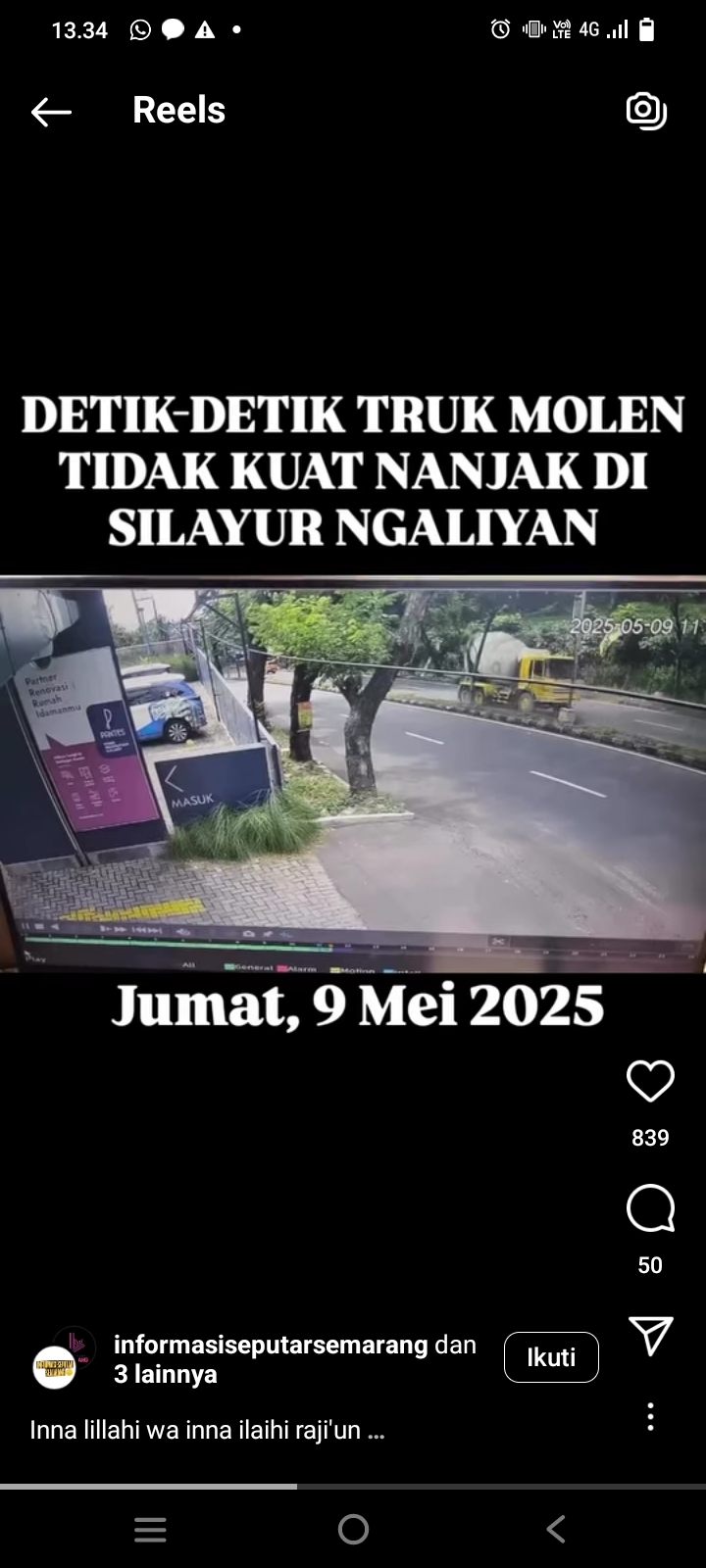 Tanjakan Maut Silayur Kembali Makan Korban, Truk Molen Tak Kuat Menanjak Hingga Turun Tak Terkendali