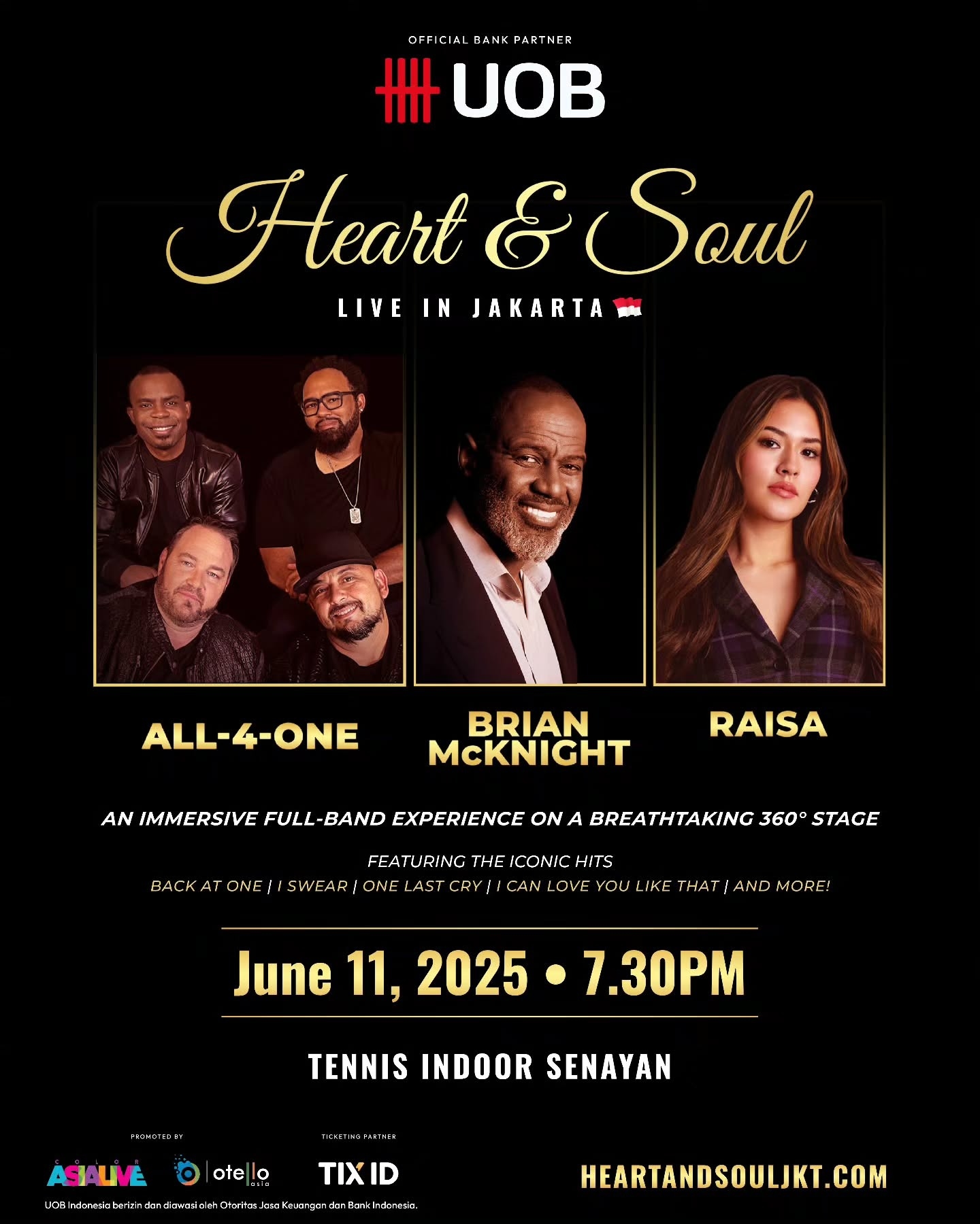 TERUNGKAP! Konser Heart and Soul Live in Jakarta: All-4-One, Brian McKnight, dan Raisa Siap Bikin Baper di Panggung 360 Derajat!