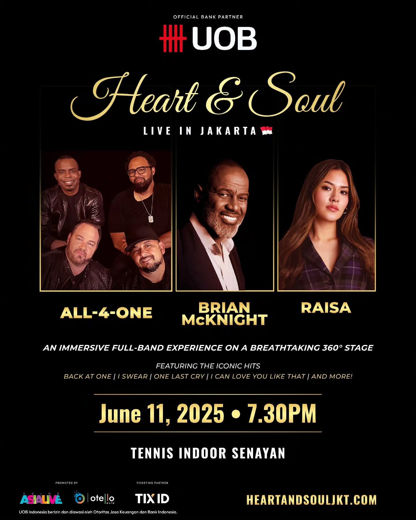 TERUNGKAP! Konser Heart and Soul Live in Jakarta: All-4-One, Brian McKnight, dan Raisa Siap Bikin Baper di Panggung 360 Derajat!
