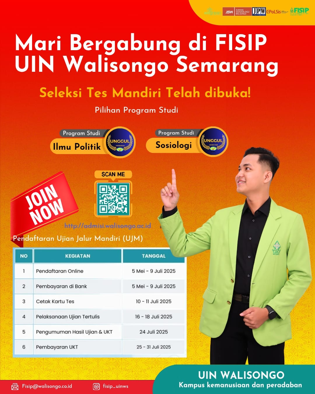 Penerimaan Mahasiswa Baru FISIP: Prodi Sosiologi dan Prodi Ilmu Politik Terakreditasi Unggul