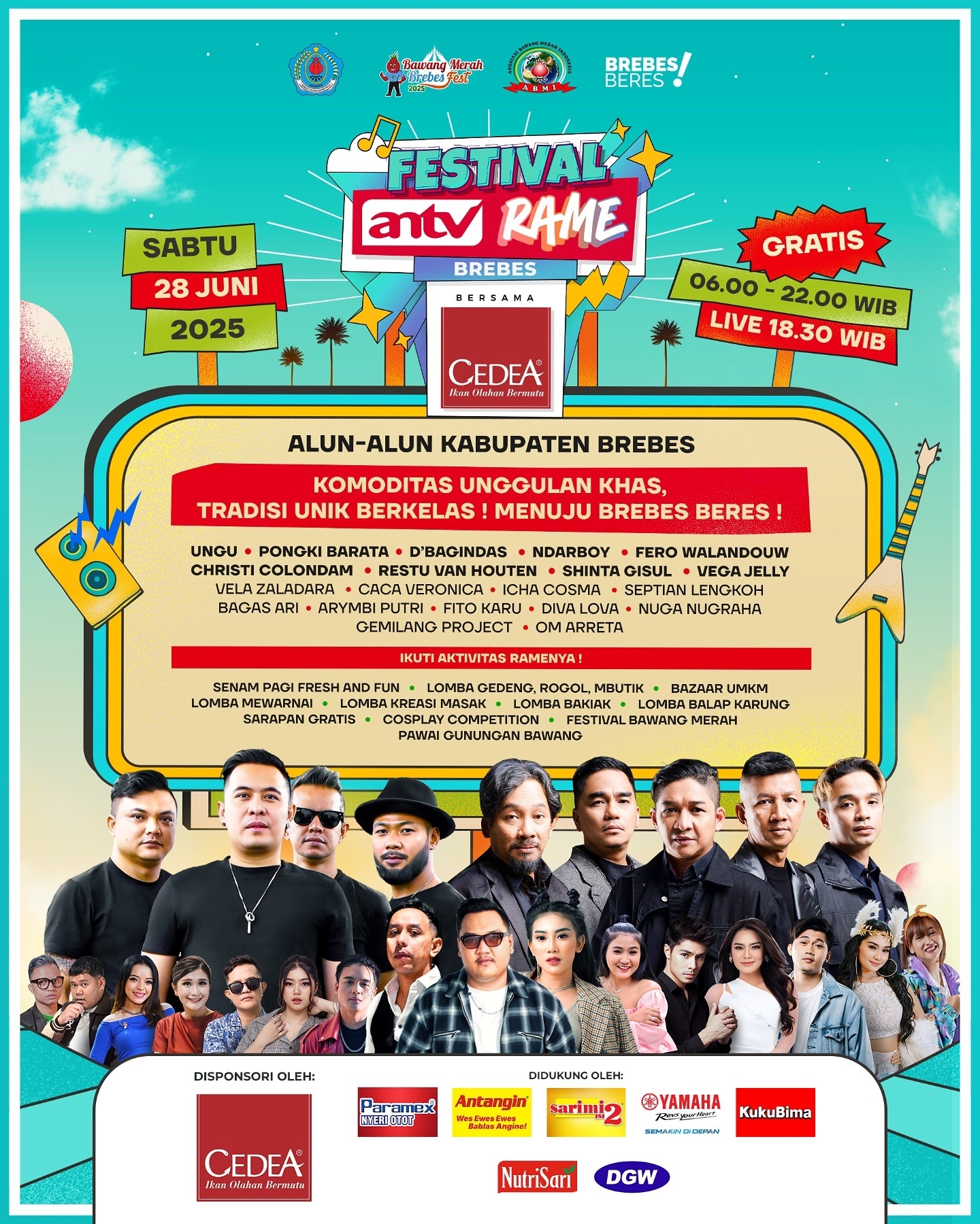 BREAKING NEWS! Brebes Bakal Gempar! Ungu, Ndarboy Genk dan Artis Top Lainnya Gebrak Alun-alun Gratis Total! Ada Festival Bawang Juga?!