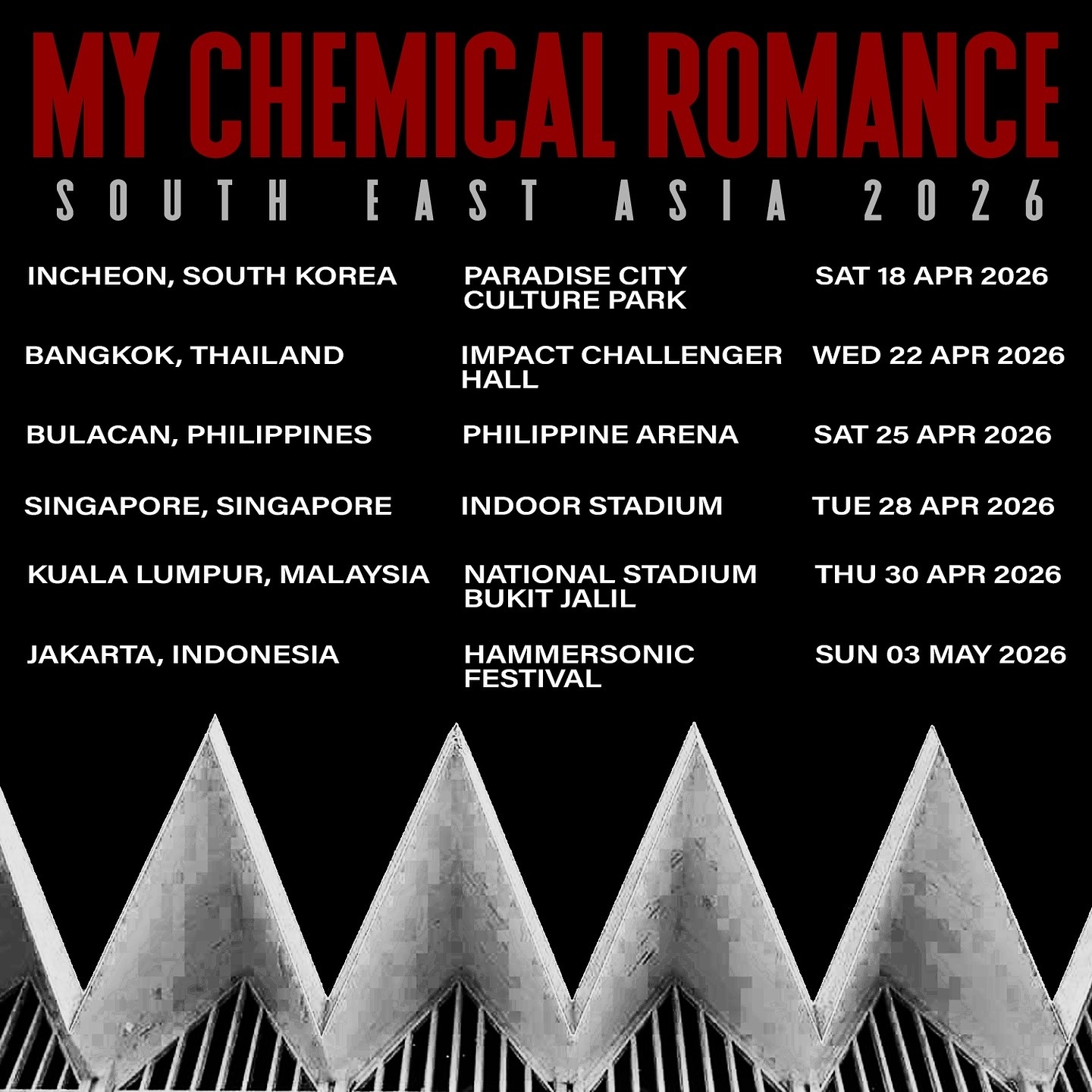 GEMPAR JAKARTA! My Chemical Romance Dipastikan Guncang Hammersonic 2026, Jadi Headliner Penutup Tur Asia Tenggara! Bersiap War Tiket