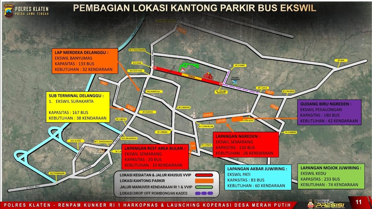 Polda Jateng Siapkan Tujuh Kantong Parkir Bus untuk Dukung Kelancaran Kunker Presiden RI Di Klaten