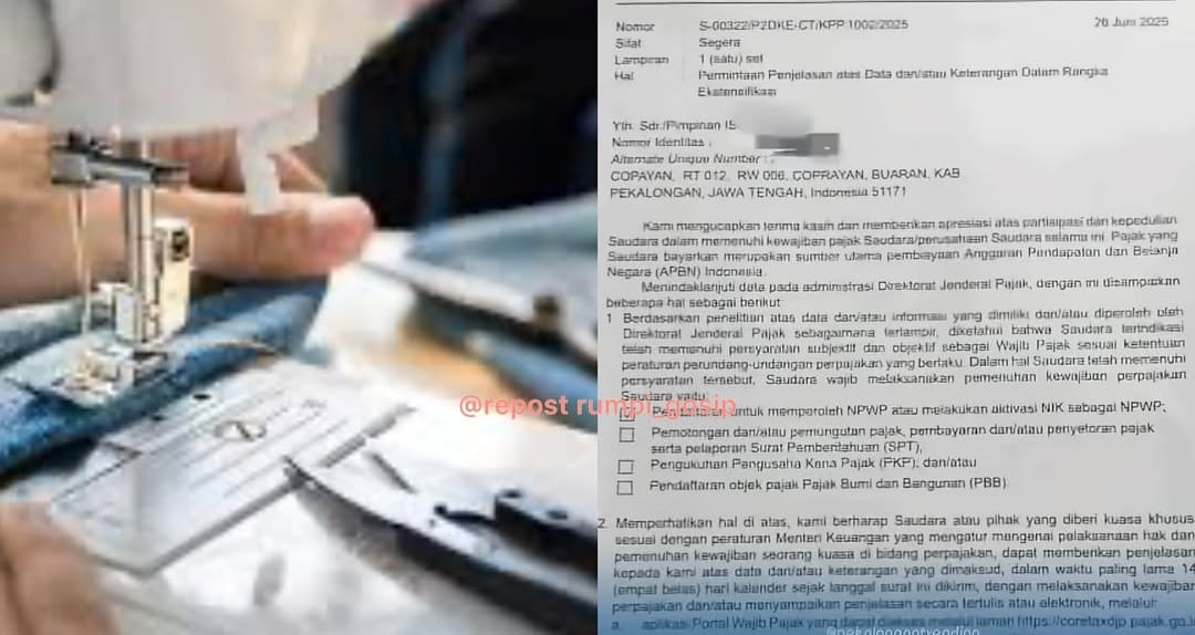 Viral! Dapat Surat Cinta dari Petugas Pajak, Tukang Jahit di Pekalongan Ditagih Tunggakan Rp 2,8 Miliar